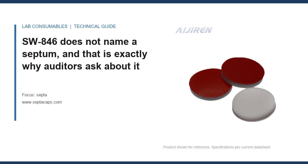 SW-846 does not name a septum, and that is exactly why auditors ask about it